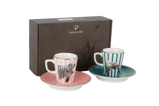 Picture of Wild Life Zebra & Elephant Coffee Set 2 pieces                  