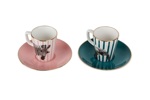 Picture of Wild Life Zebra & Elephant Coffee Set 2 pieces                  